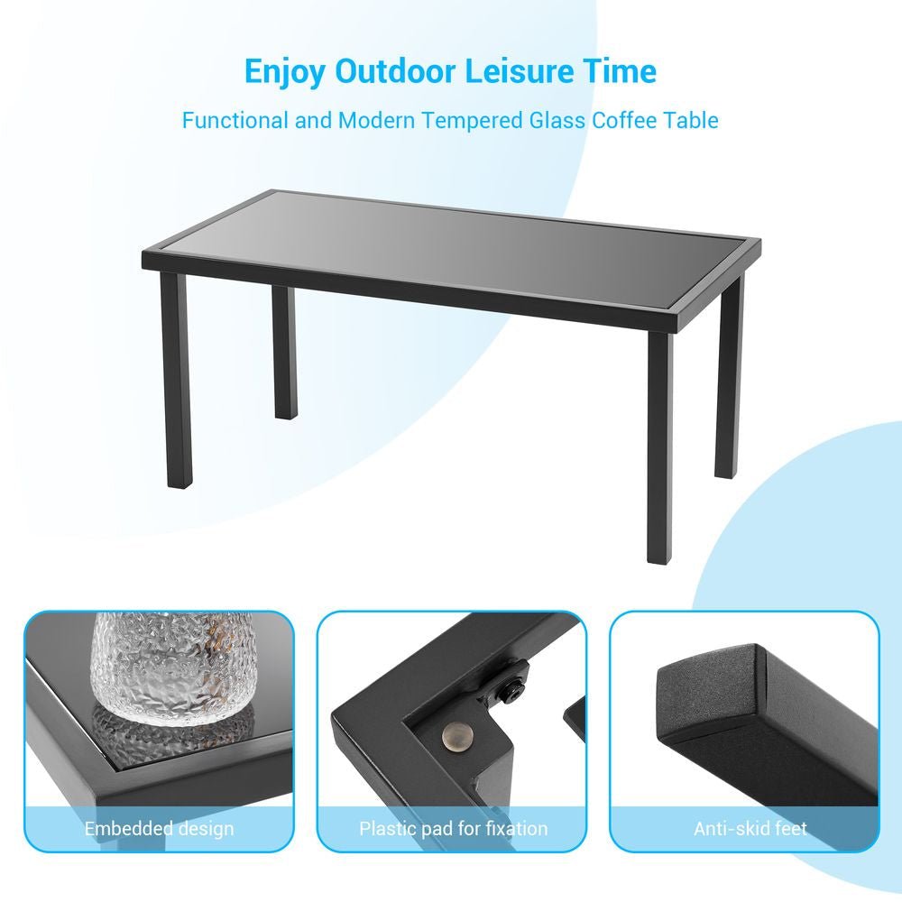 SONKUKI Modern Outdoor 4 Pieces Bistro Furniture Chair Sets Porch Conversation Sets With a Dining Table - Sonkuki