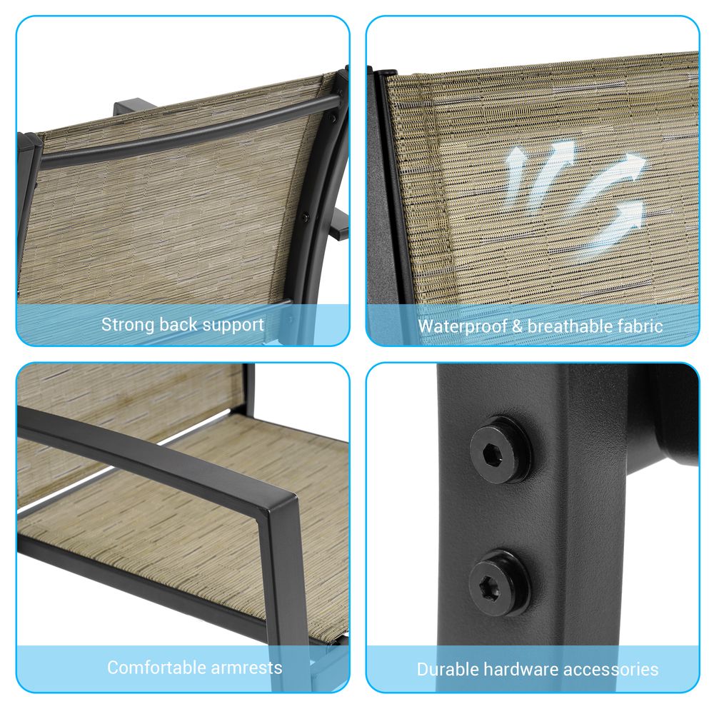 SONKUKI Modern Outdoor 4 Pieces Bistro Furniture Chair Sets Porch Conversation Sets With a Dining Table - Sonkuki