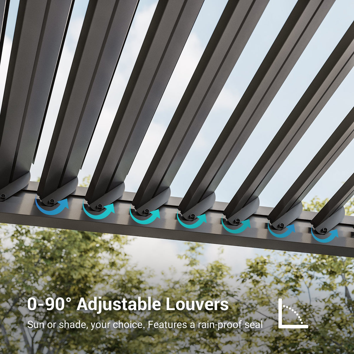 Sonkuki Patio Louvered Pergola 12x20Ft, Outdoor Metal Pergola with Adjustable Roof and Integrated Drainage System, Easy Assembly Patio Pergola for Patio, Deck, Porch, Yard - Sonkuki