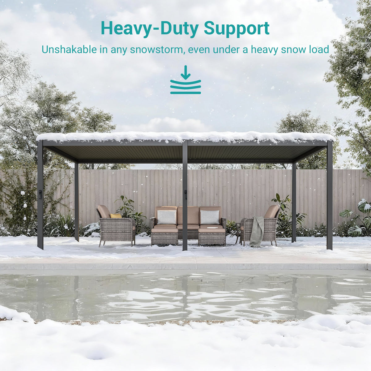 Sonkuki Patio Louvered Pergola 12x20Ft, Outdoor Metal Pergola with Adjustable Roof and Integrated Drainage System, Easy Assembly Patio Pergola for Patio, Deck, Porch, Yard - Sonkuki