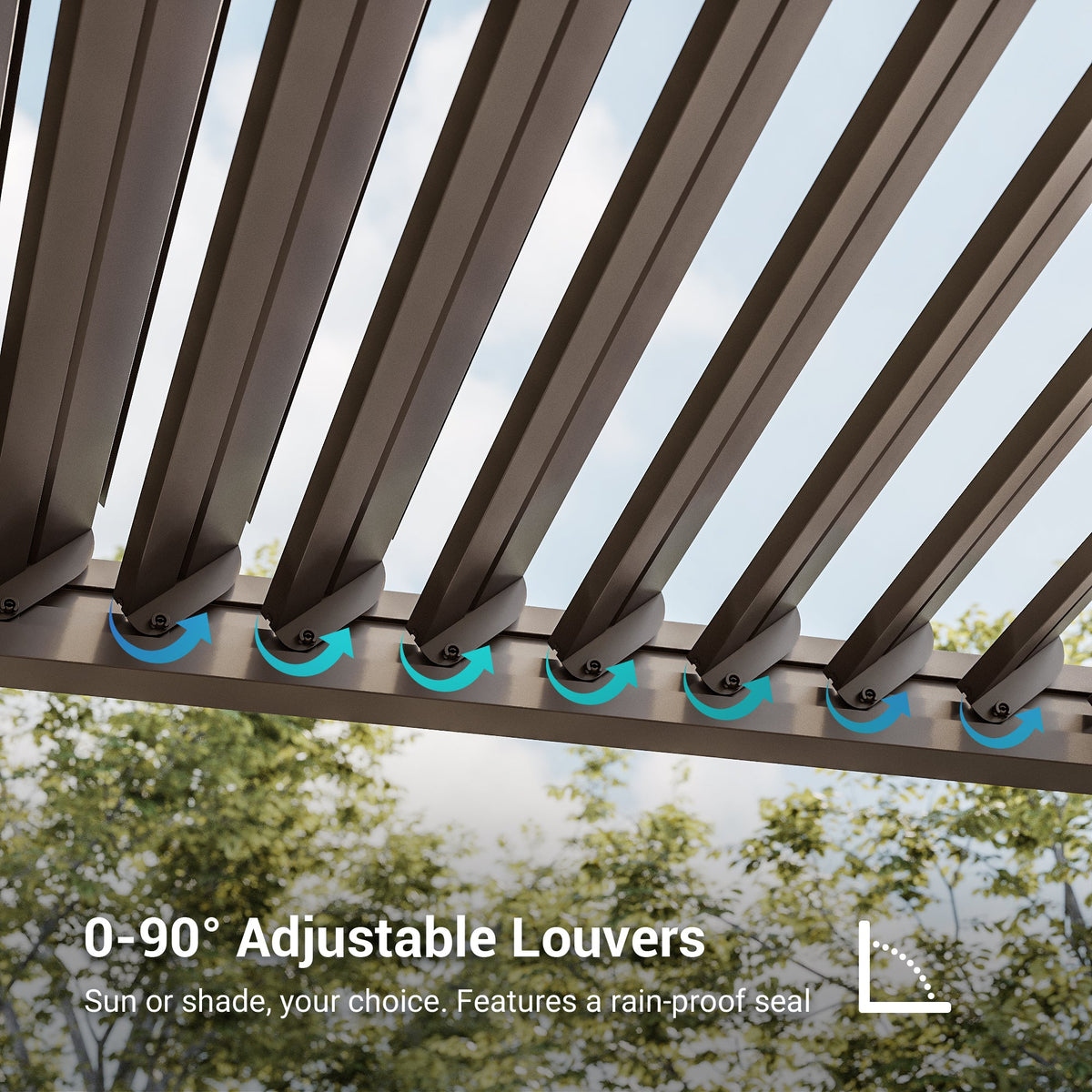 Sonkuki Patio Louvered Pergola 12x20Ft, Outdoor Metal Pergola with Adjustable Roof and Integrated Drainage System, Easy Assembly Patio Pergola for Patio, Deck, Porch, Yard - Sonkuki
