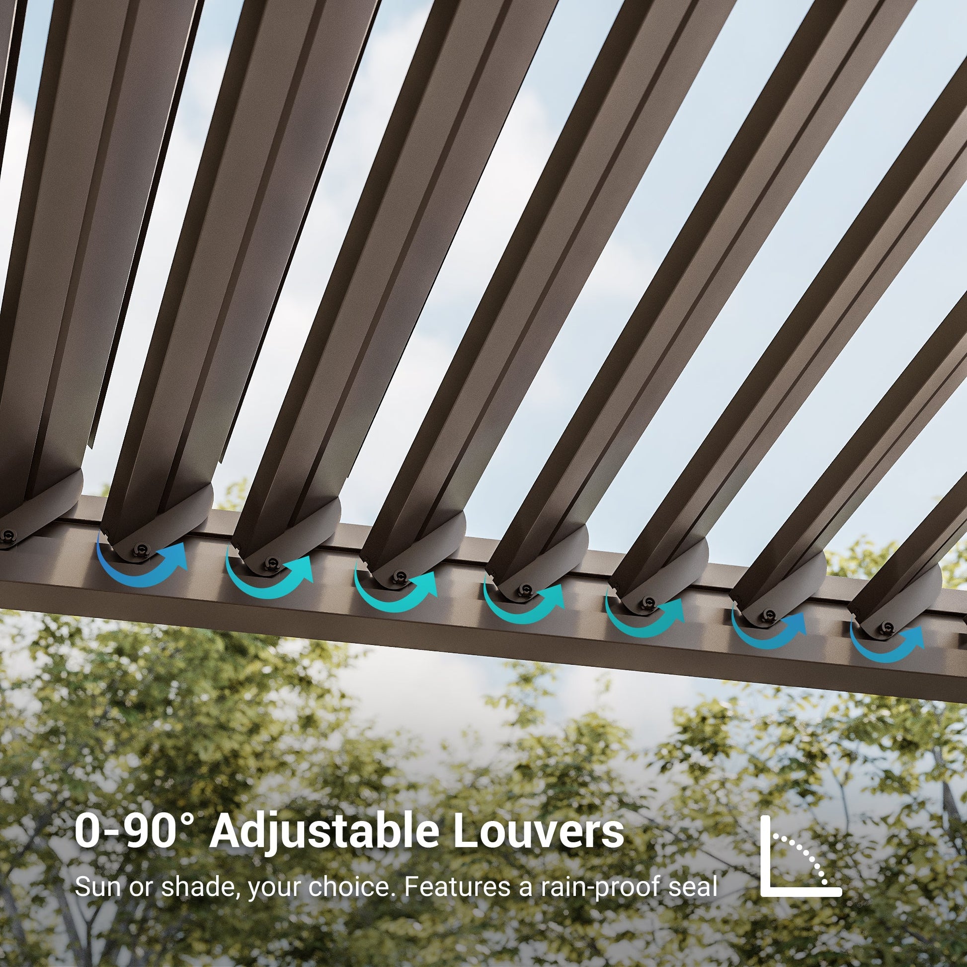 Sonkuki Patio Louvered Pergola 12x20Ft, Outdoor Metal Pergola with Adjustable Roof and Integrated Drainage System, Easy Assembly Patio Pergola for Patio, Deck, Porch, Yard - Sonkuki