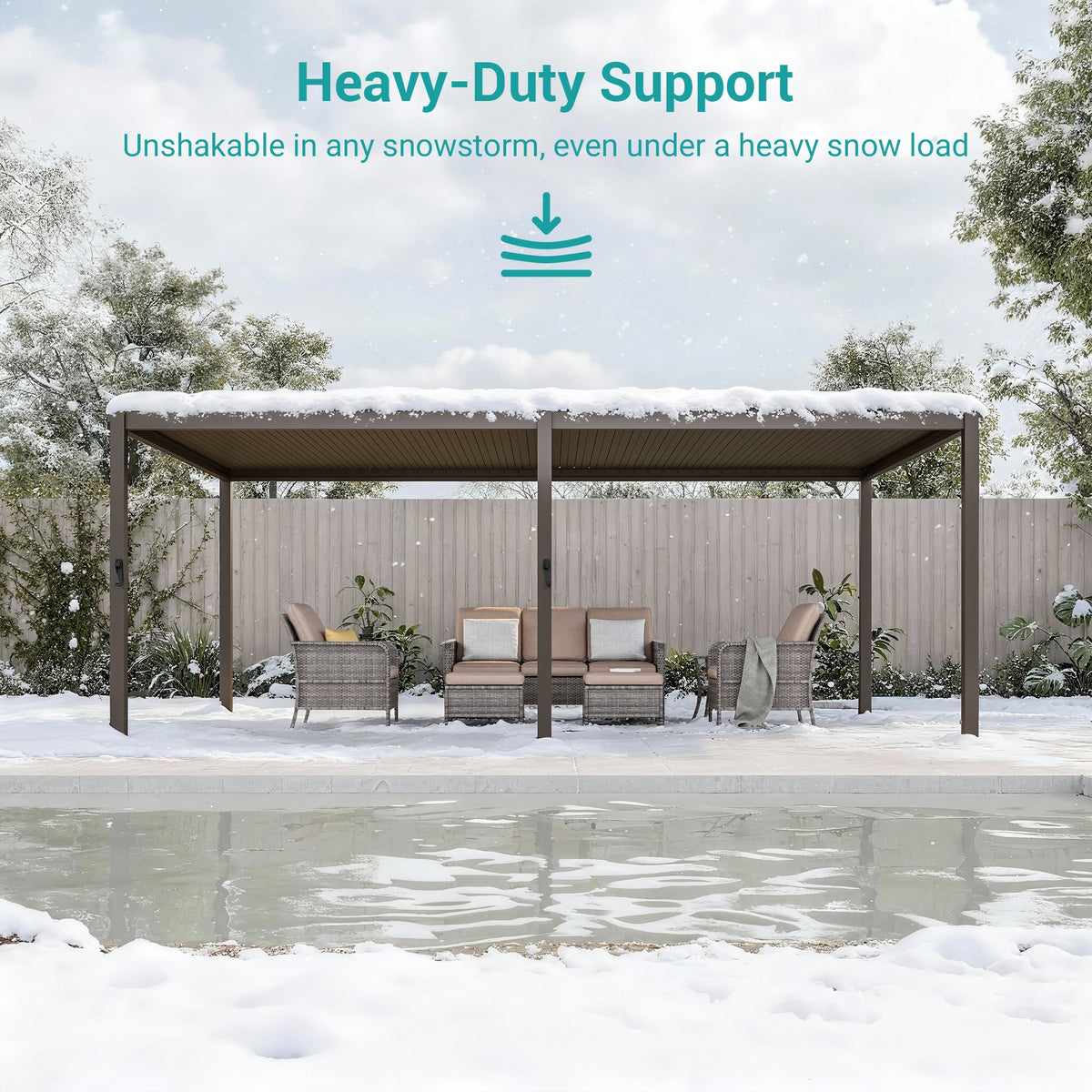 Sonkuki Patio Louvered Pergola 12x20Ft, Outdoor Metal Pergola with Adjustable Roof and Integrated Drainage System, Easy Assembly Patio Pergola for Patio, Deck, Porch, Yard - Sonkuki