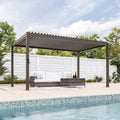 Sonkuki Patio Louvered Pergola 9x14Ft, Outdoor Metal Pergola with Adjustable Roof and Integrated Drainage System, Easy Assembly Patio Pergola for Patio, Deck, Porch, Yard - Sonkuki