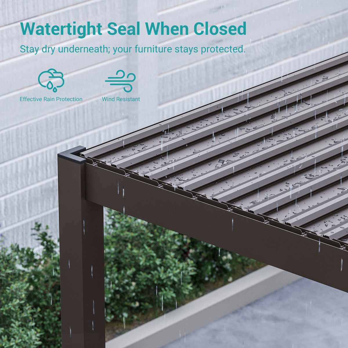 Sonkuki Patio Louvered Pergola 9x14Ft, Outdoor Metal Pergola with Adjustable Roof and Integrated Drainage System, Easy Assembly Patio Pergola for Patio, Deck, Porch, Yard - Sonkuki