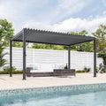 Sonkuki Patio Louvered Pergola 9x14Ft, Outdoor Metal Pergola with Adjustable Roof and Integrated Drainage System, Easy Assembly Patio Pergola for Patio, Deck, Porch, Yard - Sonkuki