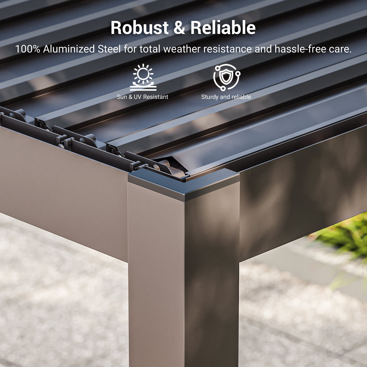 Sonkuki Patio Louvered Pergola 9x14Ft, Outdoor Metal Pergola with Adjustable Roof and Integrated Drainage System, Easy Assembly Patio Pergola for Patio, Deck, Porch, Yard - Sonkuki