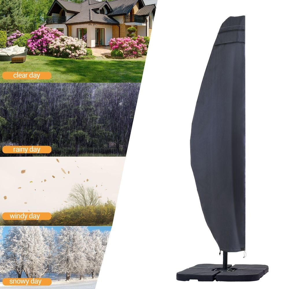 SONKUKI Patio Umbrella Covers Zippered Windproof Anti - UV 600D Fits 9¨C11ft Offset Hanging Umbrella Parasol - Sonkuki