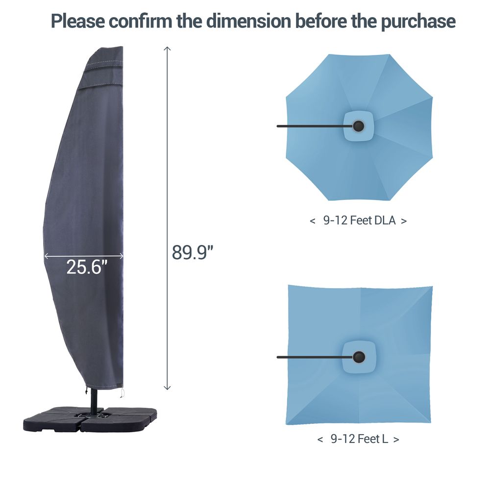 SONKUKI Patio Umbrella Covers Zippered Windproof Anti - UV 600D Fits 9¨C11ft Offset Hanging Umbrella Parasol - Sonkuki
