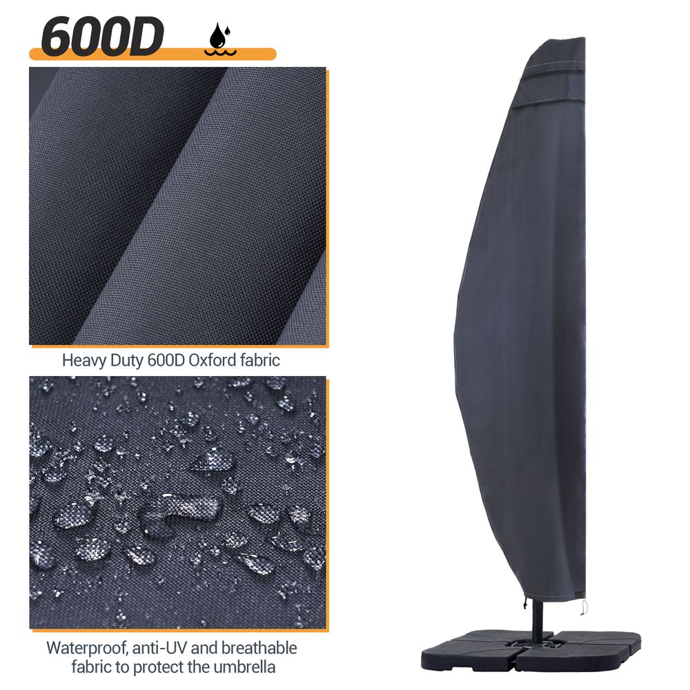 SONKUKI Patio Umbrella Covers Zippered Windproof Anti - UV 600D Fits 9¨C11ft Offset Hanging Umbrella Parasol - Sonkuki