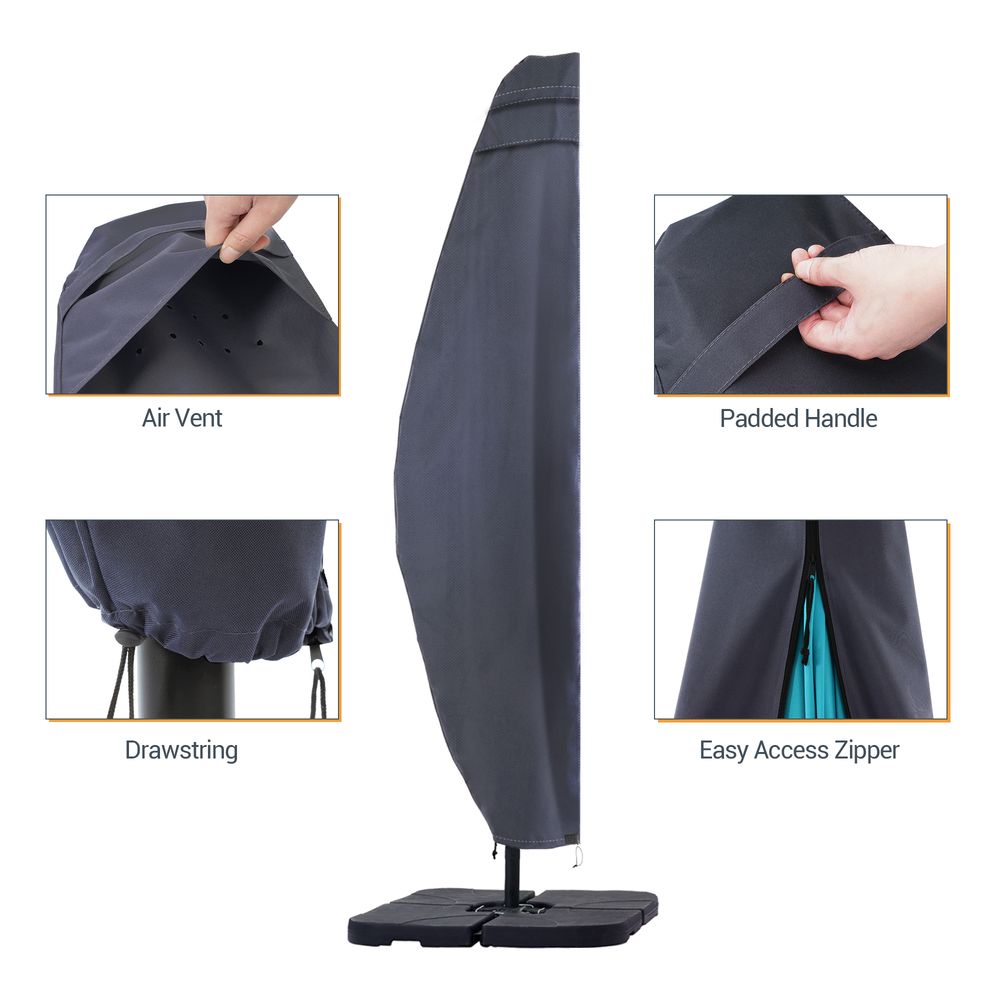 SONKUKI Patio Umbrella Covers Zippered Windproof Anti - UV 600D Fits 9¨C11ft Offset Hanging Umbrella Parasol - Sonkuki