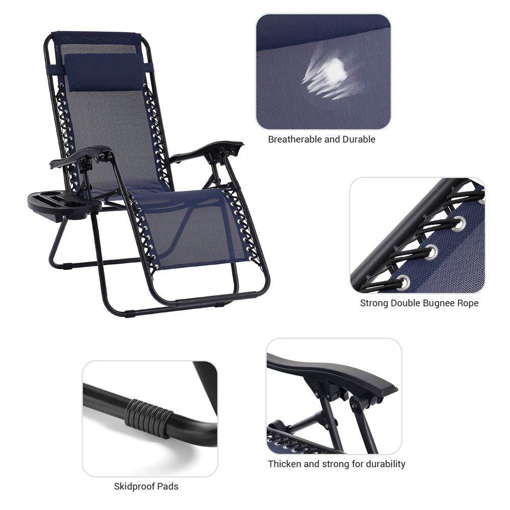 SONKUKI Patio Zero Gravity Chair Outdoor Infinity Recliner Folding Waterproof Chairs 2 Pieces - Sonkuki