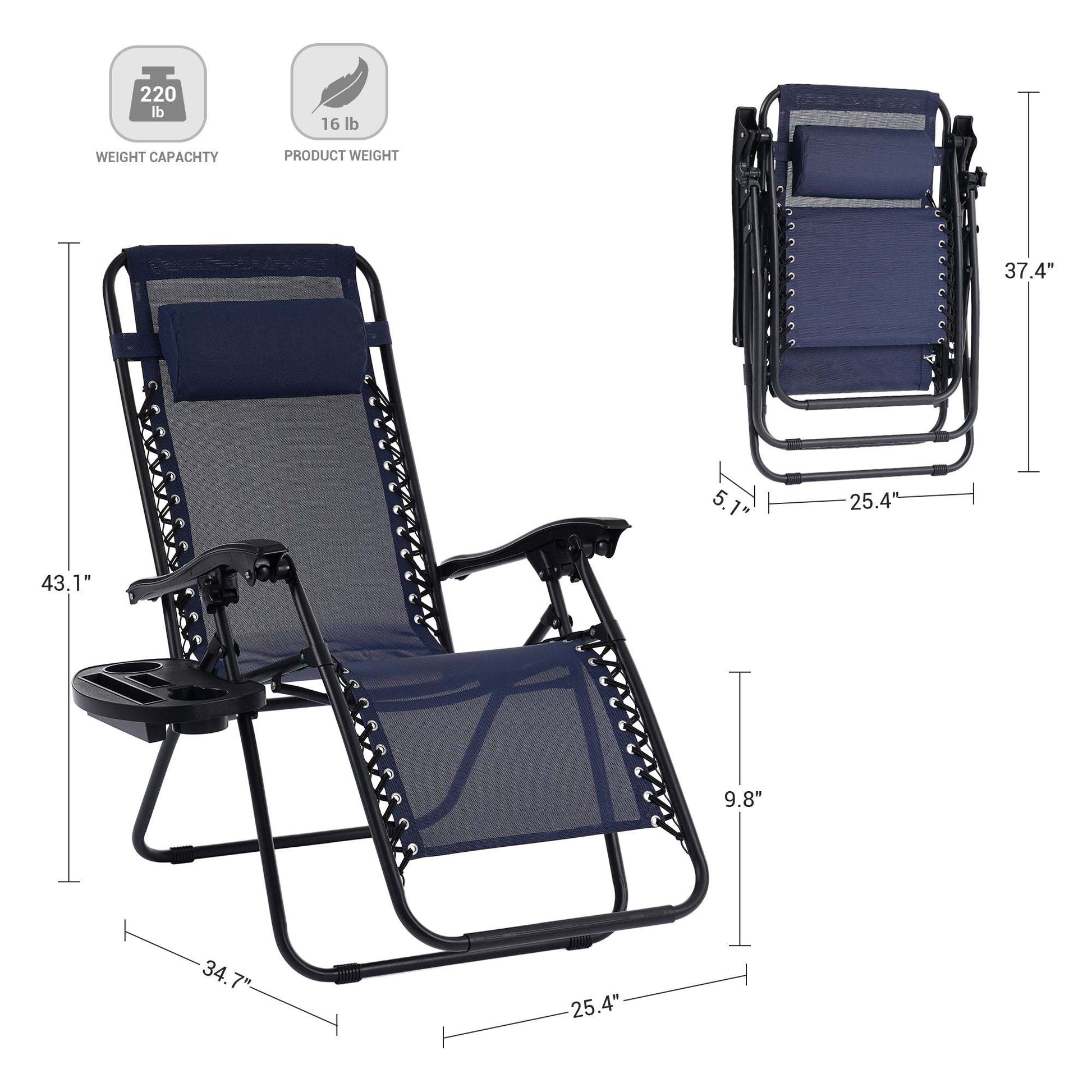 SONKUKI Patio Zero Gravity Chair Outdoor Infinity Recliner Folding Waterproof Chairs 2 Pieces - Sonkuki
