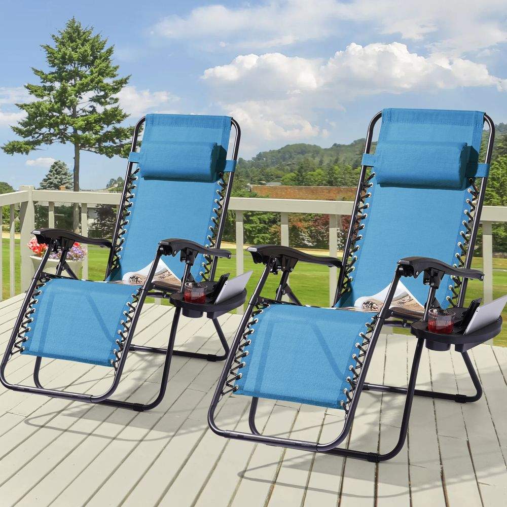 SONKUKI Patio Zero Gravity Chair Outdoor Infinity Recliner Folding Waterproof Chairs 2 Pieces - Sonkuki