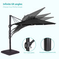 Sonkuki Premium 11FT LED Cantilever Patio Umbrella – Ultimate Outdoor Comfort with 360° Rotation and Infinite Canopy Angle Adjustment - Sonkuki