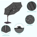 Sonkuki Premium 11FT LED Cantilever Patio Umbrella – Ultimate Outdoor Comfort with 360° Rotation and Infinite Canopy Angle Adjustment - Sonkuki