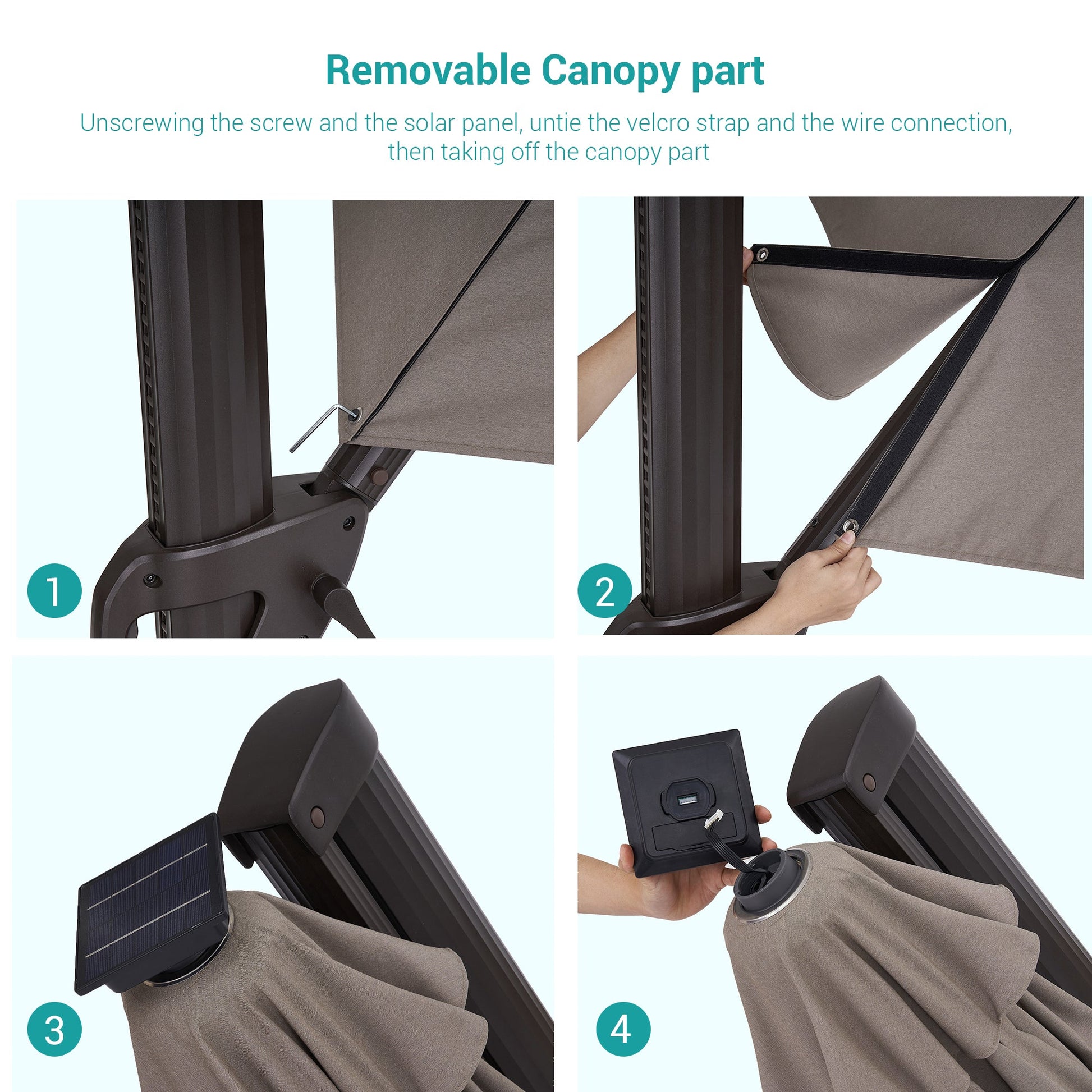 Sonkuki Premium 11FT LED Cantilever Patio Umbrella – Ultimate Outdoor Comfort with 360° Rotation and Infinite Canopy Angle Adjustment - Sonkuki