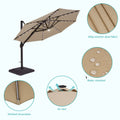Sonkuki Premium 11FT LED Cantilever Patio Umbrella – Ultimate Outdoor Comfort with 360° Rotation and Infinite Canopy Angle Adjustment - Sonkuki