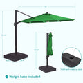 Sonkuki Premium 11FT LED Cantilever Patio Umbrella – Ultimate Outdoor Comfort with 360° Rotation and Infinite Canopy Angle Adjustment - Sonkuki