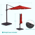 Sonkuki Premium 11FT LED Cantilever Patio Umbrella – Ultimate Outdoor Comfort with 360° Rotation and Infinite Canopy Angle Adjustment - Sonkuki