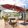 Sonkuki Premium 11FT LED Cantilever Patio Umbrella – Ultimate Outdoor Comfort with 360° Rotation and Infinite Canopy Angle Adjustment - Sonkuki