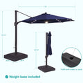 Sonkuki Premium 11FT LED Cantilever Patio Umbrella – Ultimate Outdoor Comfort with 360° Rotation and Infinite Canopy Angle Adjustment - Sonkuki