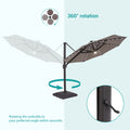 Sonkuki Premium 11FT LED Cantilever Patio Umbrella – Ultimate Outdoor Comfort with 360° Rotation and Infinite Canopy Angle Adjustment - Sonkuki