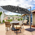 Sonkuki Premium 11FT LED Cantilever Patio Umbrella – Ultimate Outdoor Comfort with 360° Rotation and Infinite Canopy Angle Adjustment - Sonkuki