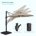 Sonkuki Premium 11FT LED Cantilever Patio Umbrella – Ultimate Outdoor Comfort with 360° Rotation and Infinite Canopy Angle Adjustment - Sonkuki