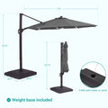 Sonkuki Premium 11FT LED Cantilever Patio Umbrella – Ultimate Outdoor Comfort with 360° Rotation and Infinite Canopy Angle Adjustment - Sonkuki