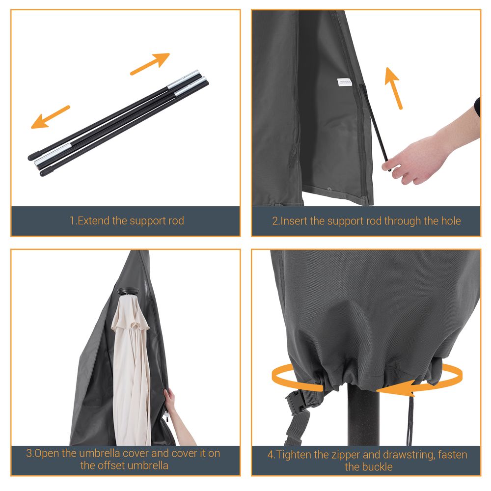 SONKUKI Table Umbrella Cover 7.5¨C11ft Patio Deck Zippered Parasol Waterproof Umbrella Covers for Outdoor Umbrellas - Sonkuki