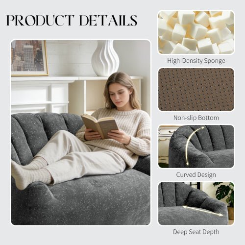 [Starry Sky] Bear Paw Sofa,Comfy Beanbag Chair with Spacious Design Oversized Bean Bag Sofa with Armrest with Filler for Living Room Bedroom.Shiny Silver Thread Faux Fur Plush. - Sonkuki