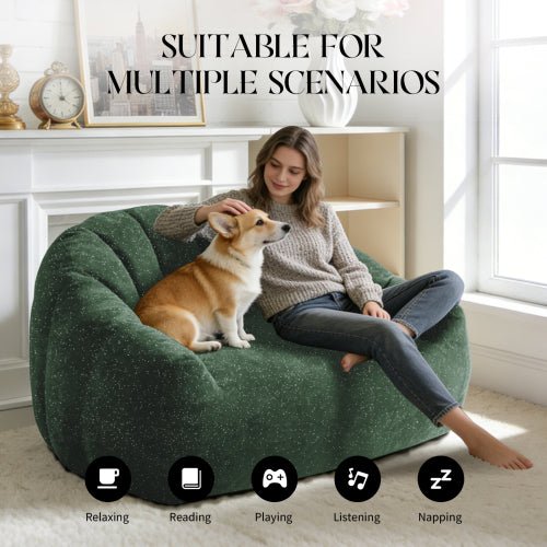 [Starry Sky] Bear Paw Sofa,Comfy Beanbag Chair with Spacious Design Oversized Bean Bag Sofa with Armrest with Filler for Living Room Bedroom.Shiny Silver Thread Faux Fur Plush. - Sonkuki