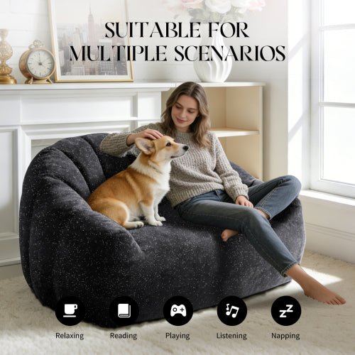 [Starry Sky] Bear Paw Sofa,Comfy Beanbag Chair with Spacious Design Oversized Bean Bag Sofa with Armrest with Filler for Living Room Bedroom.Shiny Silver Thread Faux Fur Plush. - Sonkuki