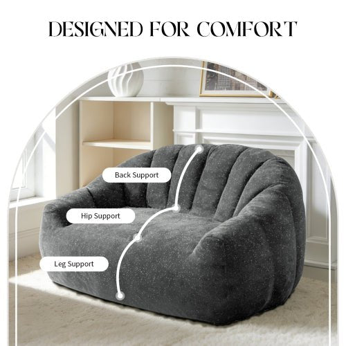 [Starry Sky] Bear Paw Sofa,Comfy Beanbag Chair with Spacious Design Oversized Bean Bag Sofa with Armrest with Filler for Living Room Bedroom.Shiny Silver Thread Faux Fur Plush. - Sonkuki