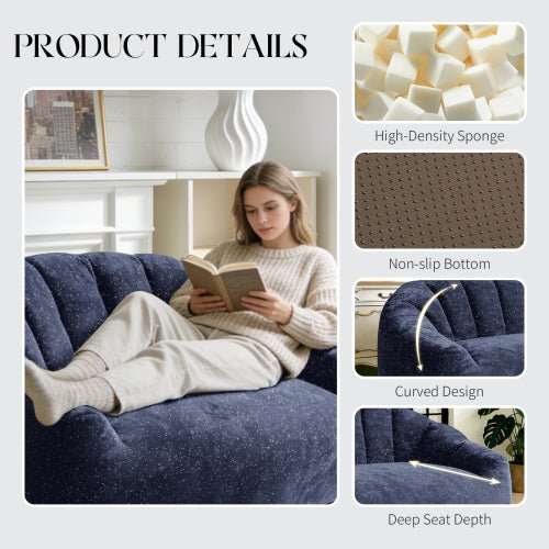[Starry Sky]Bear Paw Sofa,Comfy Beanbag Chair with Spacious Design Oversized Bean Bag Sofa with Armrest with Filler for Living Room Bedroom.Shiny Silver Thread Faux Fur Plush. - Sonkuki