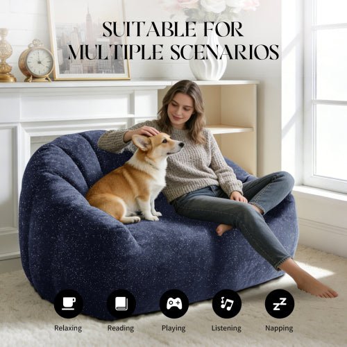 [Starry Sky]Bear Paw Sofa,Comfy Beanbag Chair with Spacious Design Oversized Bean Bag Sofa with Armrest with Filler for Living Room Bedroom.Shiny Silver Thread Faux Fur Plush. - Sonkuki