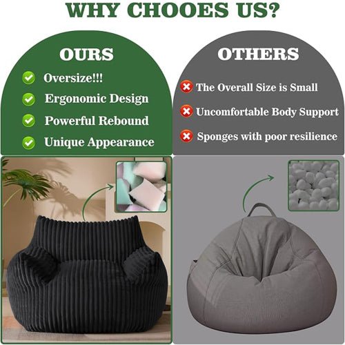 Suede Sofa Chair with Ottoman - 5-Zone Support & Compact Boxed Delivery - Sonkuki