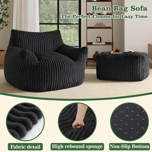 Suede Sofa Chair with Ottoman - 5-Zone Support & Compact Boxed Delivery - Sonkuki