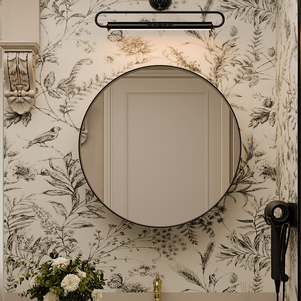 Surface Mount Round Metal Framed Medicine Cabinet with Mirror and Adjustable Shelves - Sonkuki
