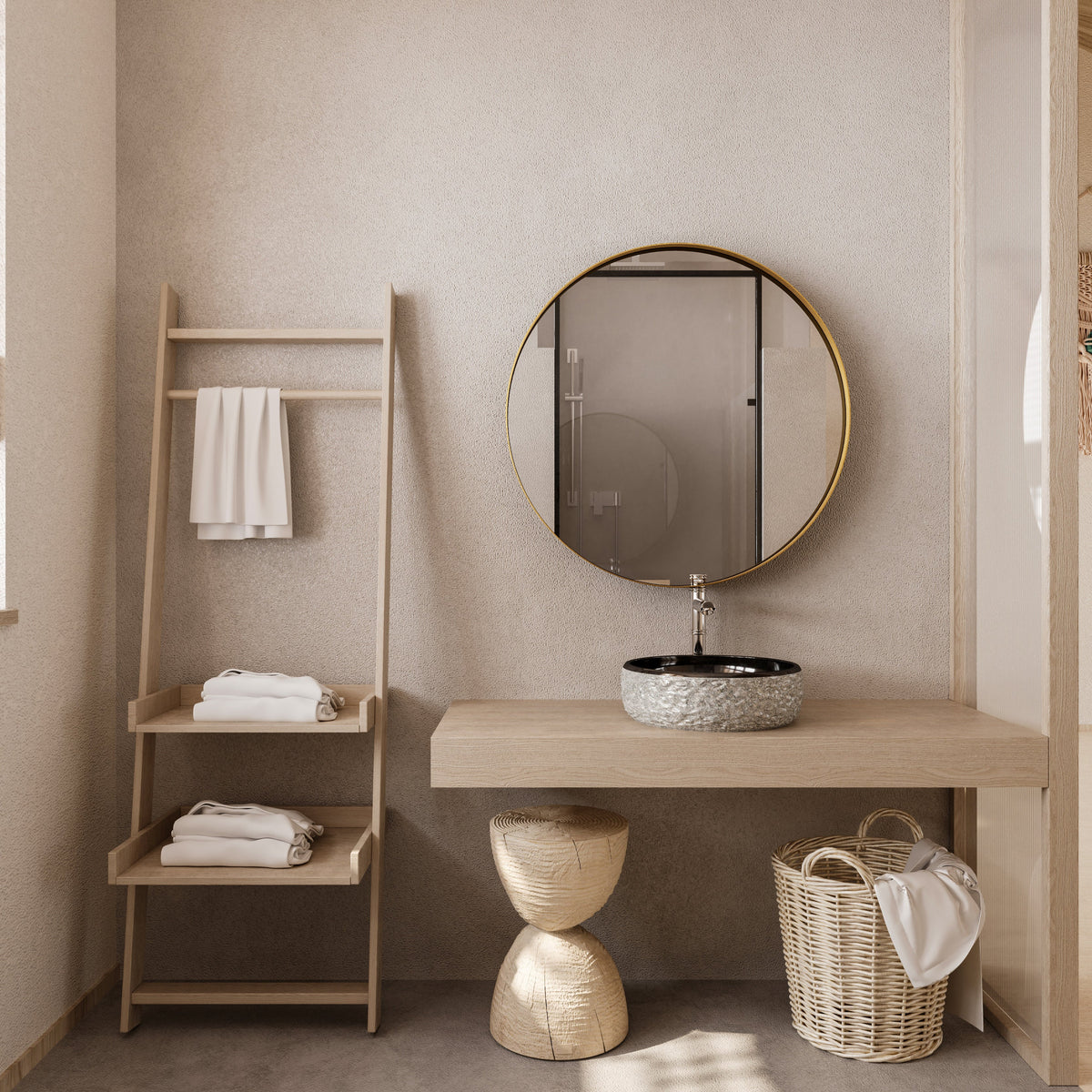 Surface Mount Round Metal Framed Medicine Cabinet with Mirror and Adjustable Shelves - Sonkuki