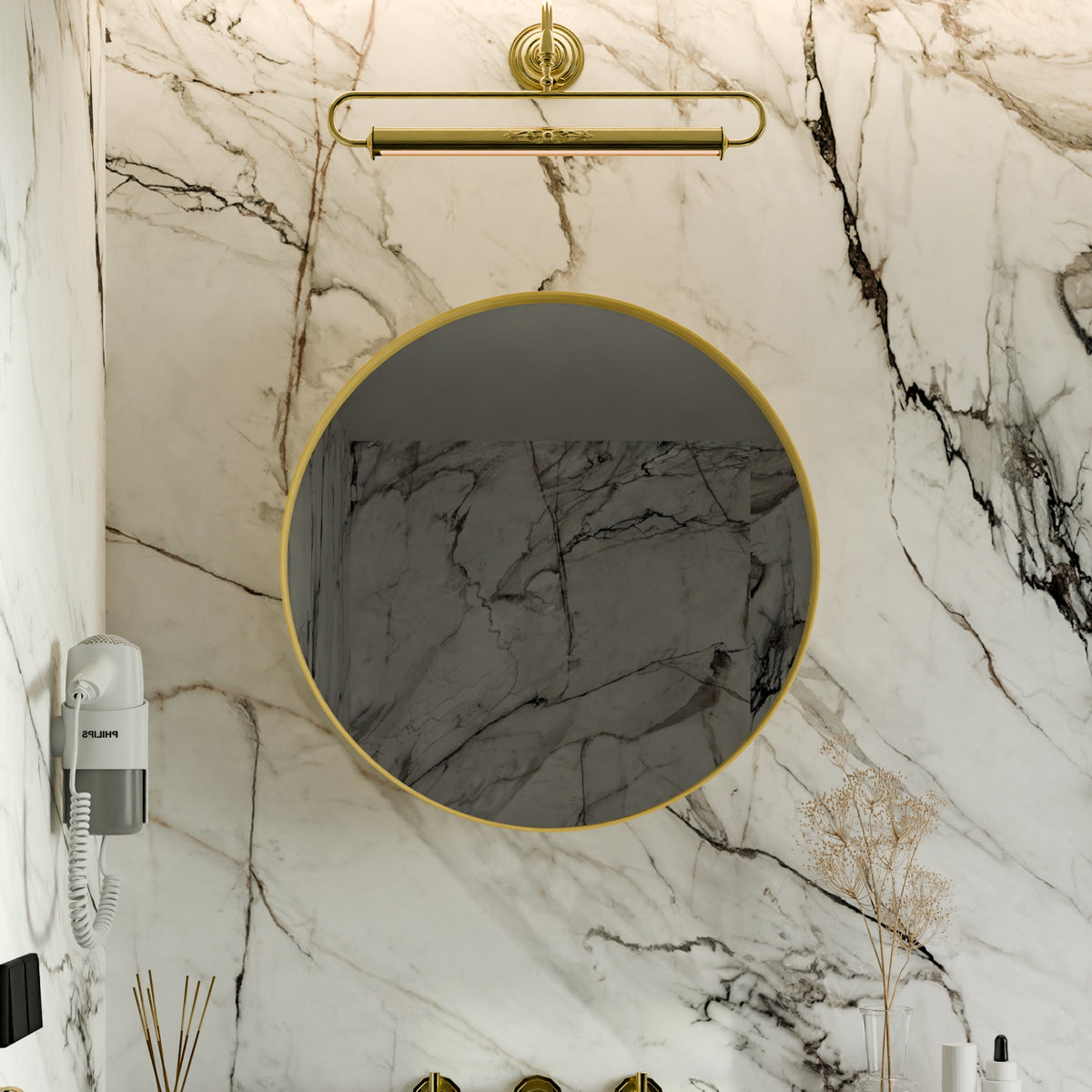 Surface Mount Round Metal Framed Medicine Cabinet with Mirror and Adjustable Shelves - Sonkuki