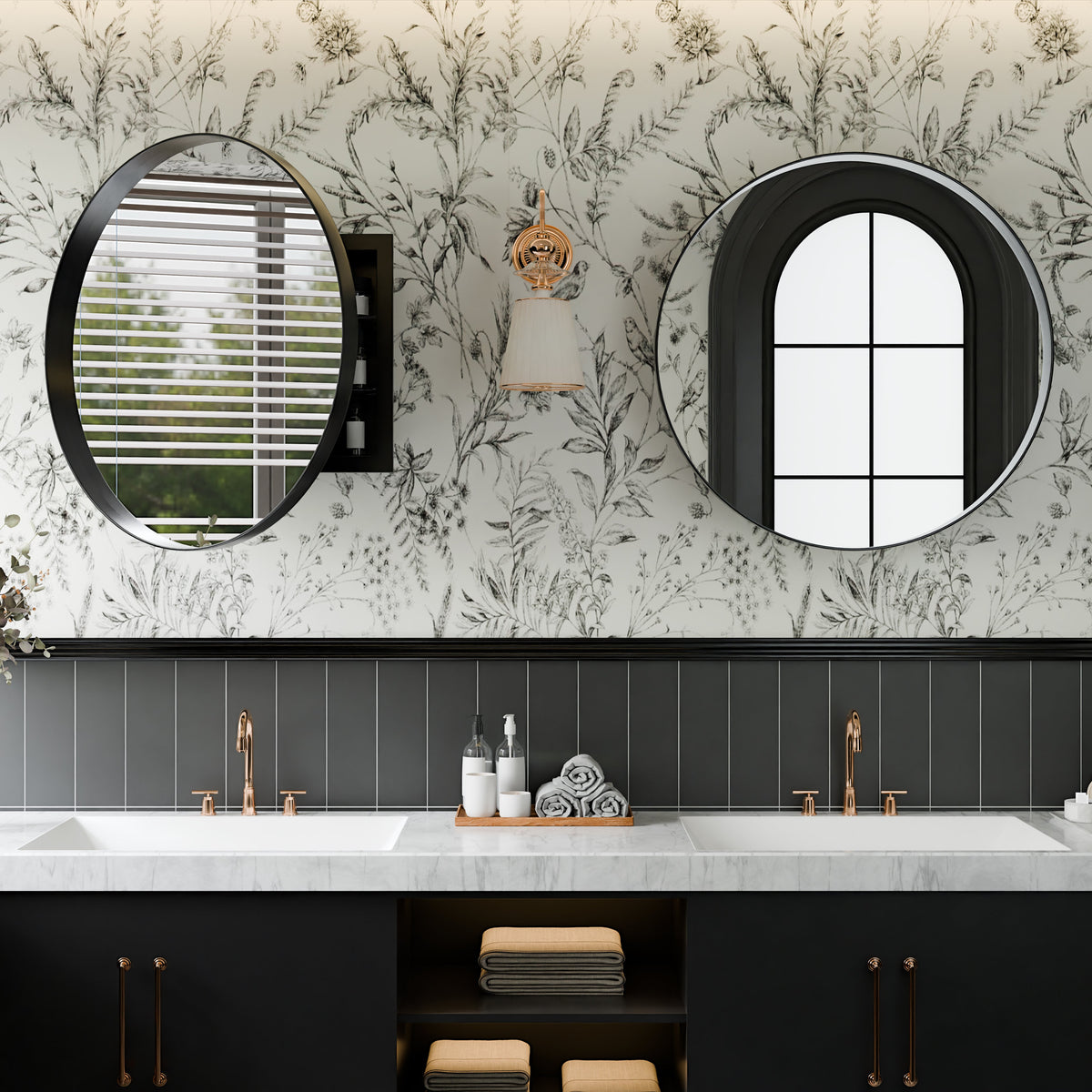 Surface Mount Round Metal Framed Medicine Cabinet with Mirror and Adjustable Shelves - Sonkuki