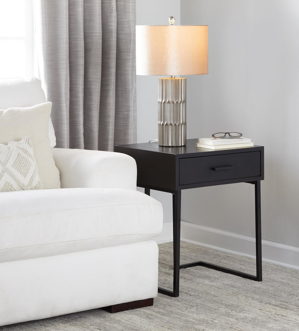 Tania 22" Contemporary Ceramic Table Lamp in Brown and Metallic Brown Ceramic with Champagne Shade by LumiSource - Sonkuki