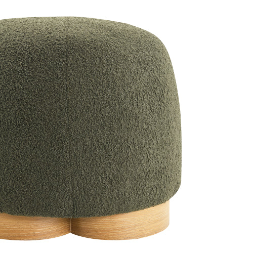 Teddy Fleece Round Ottoman with Wood-Grain Metal Base - product image 11