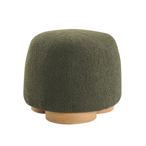 Teddy Fleece Round Ottoman with Wood-Grain Metal Base - product image 12