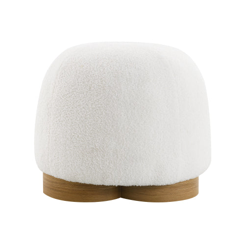 Teddy Fleece Round Ottoman with Wood-Grain Metal Base - product image 4