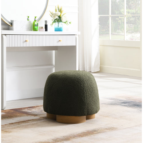 Teddy Fleece Round Ottoman with Wood-Grain Metal Base - product image 7