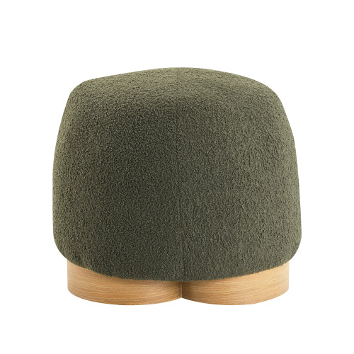 Teddy Fleece Round Ottoman with Wood-Grain Metal Base - product image 10