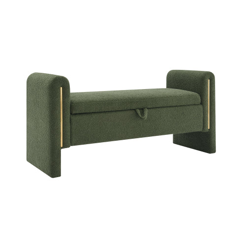 Teddy Fleece Storage Bench with Curved Arms and Metal Trim - product image 11